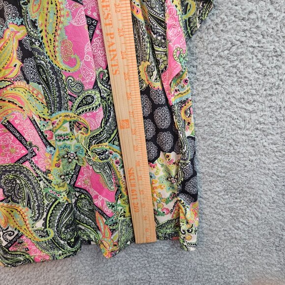 Isle Colorful Boho Paisley floral Print Tunic V-Neck elastic waist Flowy Size XL - Picture 8 of 8